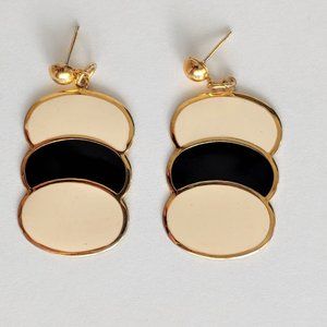 🎃 Vintage 80's Black & Gold Geometric Earrings